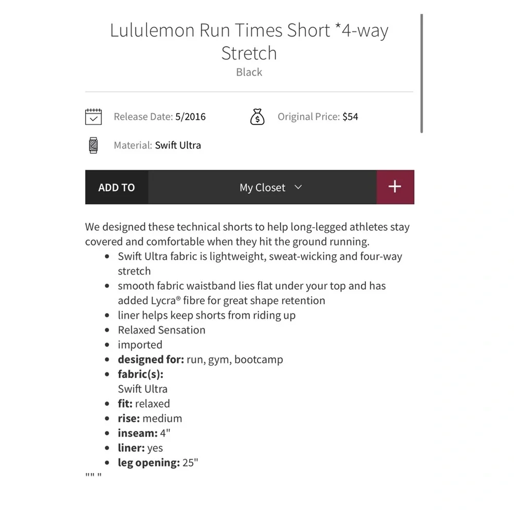 Lululemon Run Times Short *4-way Stretch Black 8 - Picture 4 of 12